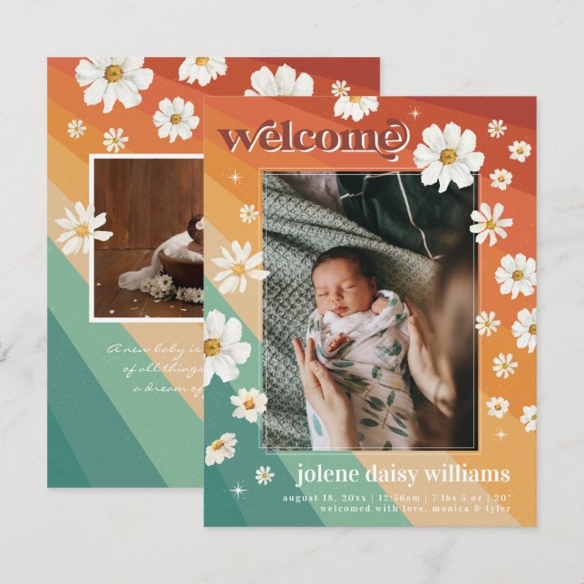 Welcome to the World | Retro Boho Birth  (Front/Back)