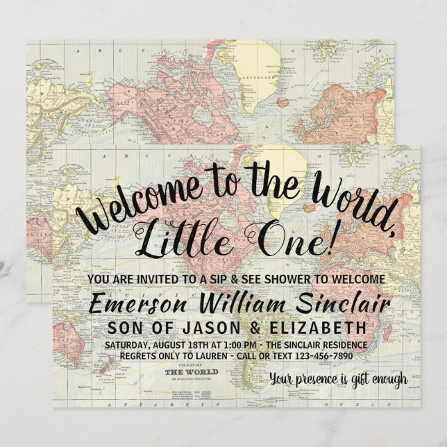 Welcome to the World Sip and See Baby Shower Invitation (Front/Back)