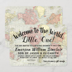 Welcome to the World Sip and See Baby Shower Invitation