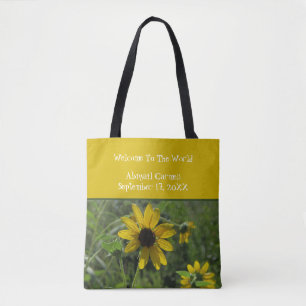 Welcome To The World Sunflower Photo Floral Tote Bag