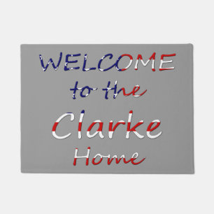 Welcome to the YourName Home USA Flag dmt Doormat