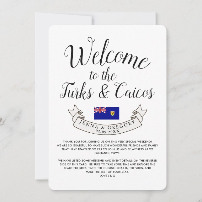 Welcome to Turks and Caicos | Destination Wedding Invitation (Front)