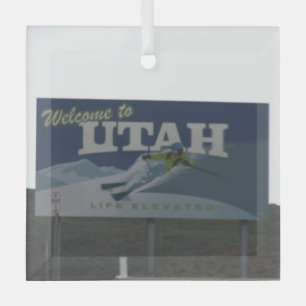 Welcome to Utah Glass Ornament