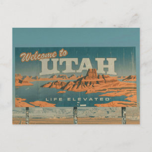 Welcome to Utah Highway Sign Photo Postcard