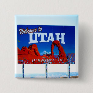 Welcome to Utah Sign 2 Inch Square Button