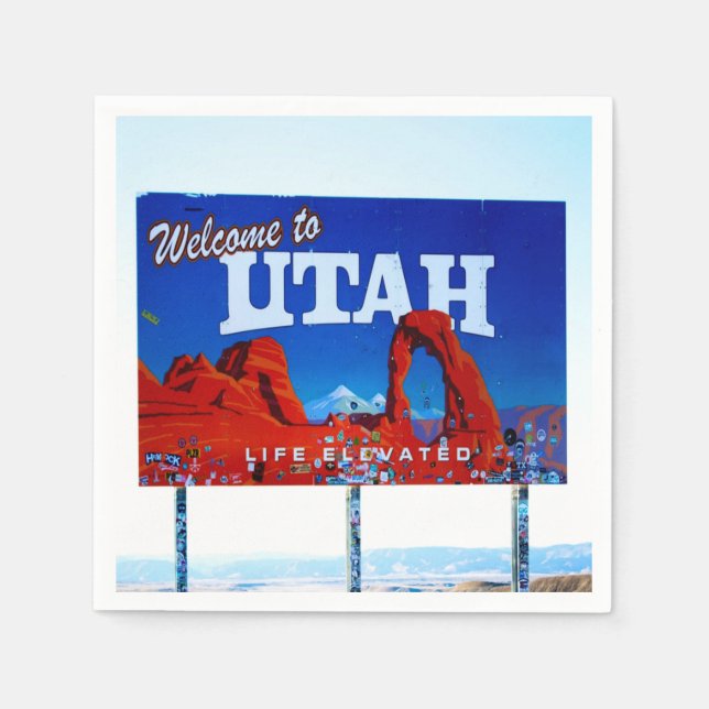 Welcome to Utah Sign Napkin (Front)