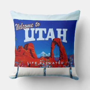Welcome to Utah Sign Throw Pillow