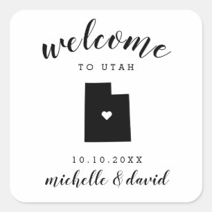 Welcome to Utah   Wedding custom favour Square Sticker