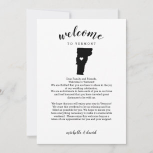 Welcome to Vermont    Wedding Letter & Itinerary