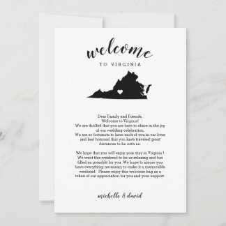 Welcome to Virginia  |  Wedding Letter & Itinerary