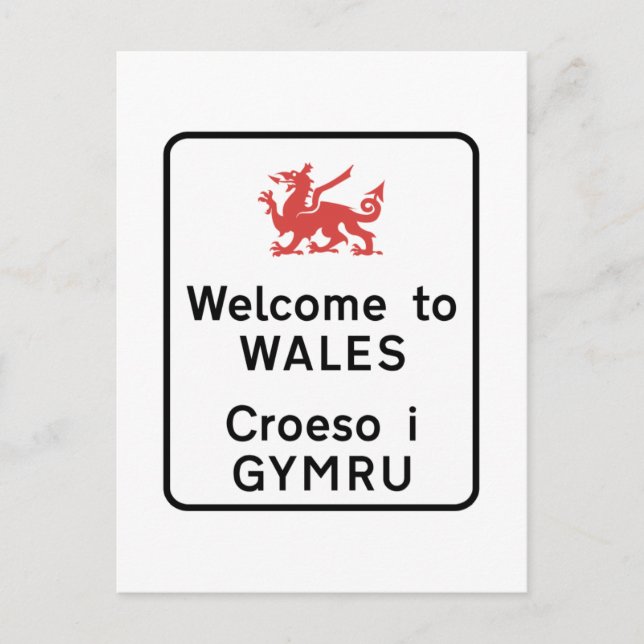 Welcome to Wales Sign, UK Postcard (Front)