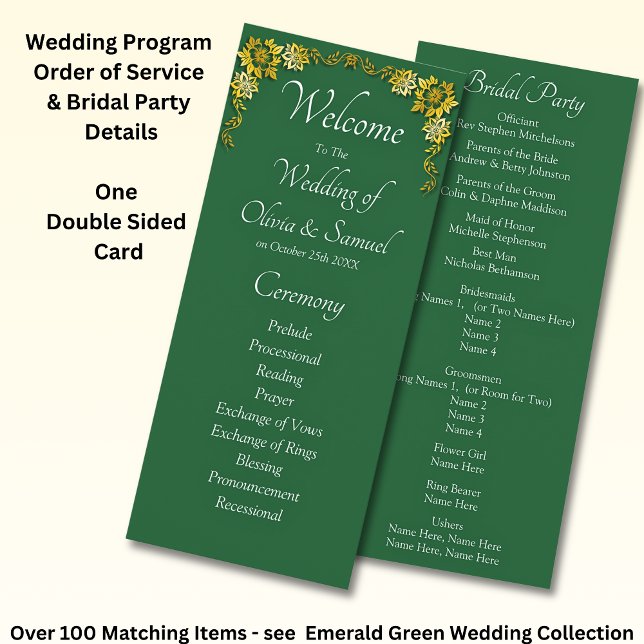 Welcome to Wedding Ceremony, Emerald Green & Gold Program (Creator Uploaded)