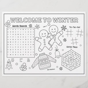Welcome to winter kids activity placemat