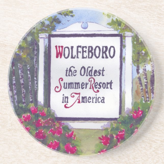 Welcome to Wolfeboro NH Sign Coaster (Front)