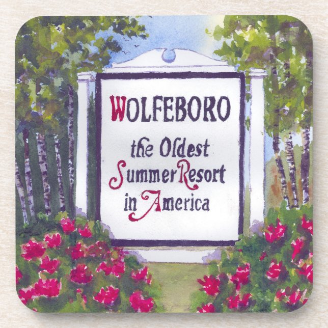 Welcome to Wolfeboro NH Sign Coaster (Front)