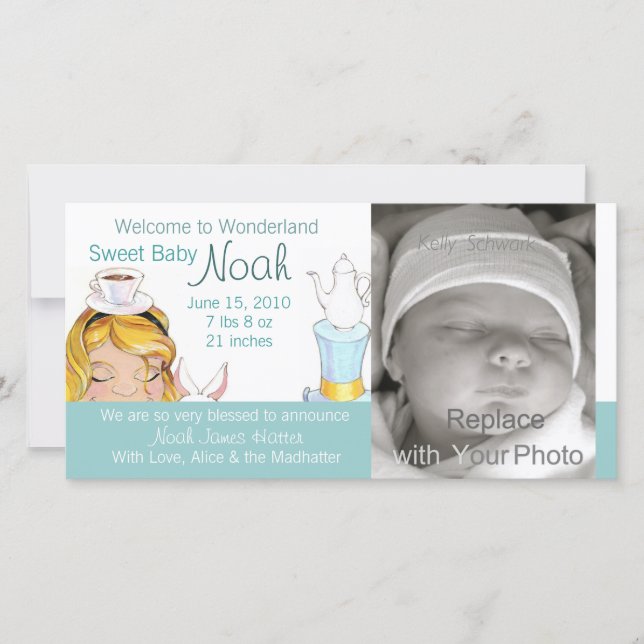 Welcome to Wonderland Birth Announcement (Front)