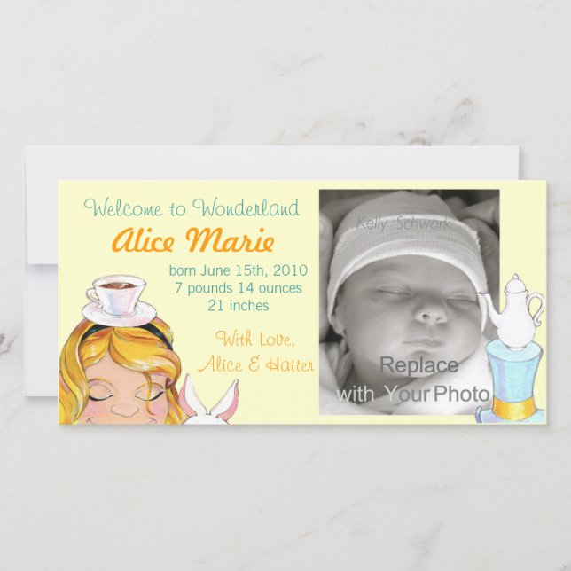 Welcome to Wonderland Birth Announcement Butter (Front)