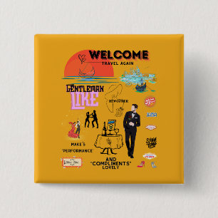WELCOME TRAVEL AGAIN 2 INCH SQUARE BUTTON