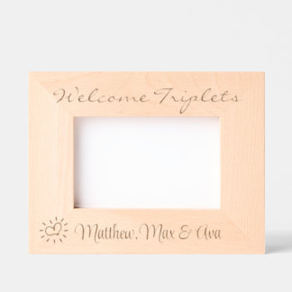 Welcome Triplets, With Names, Photo, 6x4",  Etched Frames