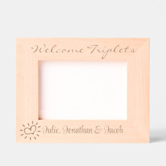 Welcome Triplets, With Names, Photo, 7x5 ",  Etched Frames