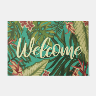 Welcome Tropical Hawaii Jungle Mat, Summer Vibes Doormat