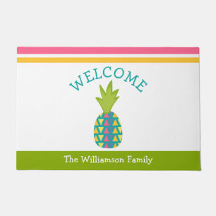 Welcome Tropical Hospitality Pineapple Green Bold Doormat