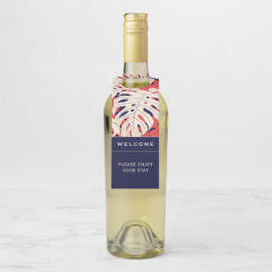 Welcome Tropical Palm Leaf Vacation Rental Bot Bottle Tag