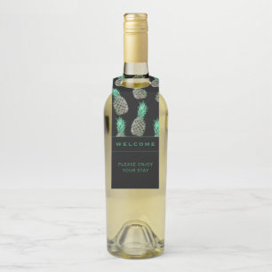 Welcome Tropical Pinapples Vacation Rental Bottle Tag
