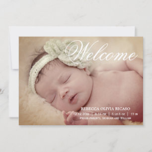 Welcome Typography Scroll New Baby Personalized Announcement