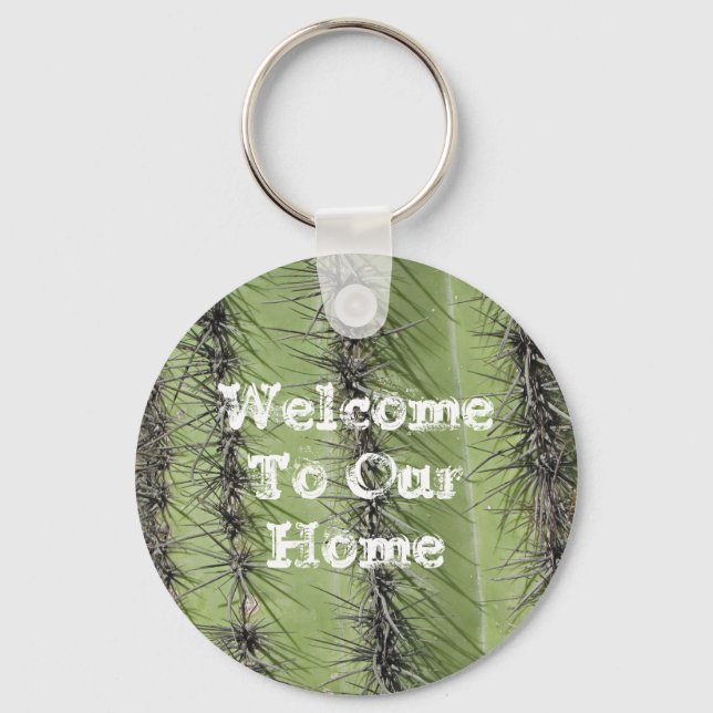 Welcome Vacation House Saguaro Cactus Southwest Keychain (Front)