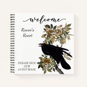 Welcome Vintage Raven Bird STR Rental Guest Book