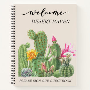 Welcome Watercolor Desert Cactus Vacation Rental Notebook