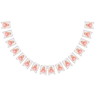 Welcome Watercolor Pink Princess Birthday Party Bunting Flags