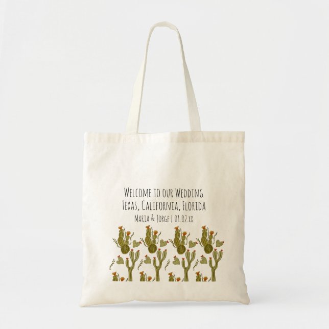 Welcome Wedding Bag Cactus Watercolor (Front)