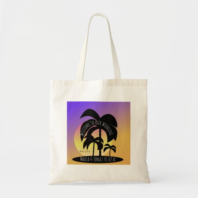 Welcome Wedding Bag Palm Tree Colourful (Front)