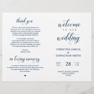 Welcome, Wedding Ceremony, Foldable Navy Blue
