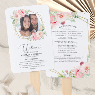 Welcome Wedding Ceremony Program Elegant Floral Hand Fan