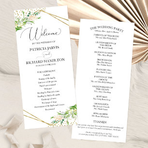 Welcome Wedding Ceremony Program Greenery 4x9