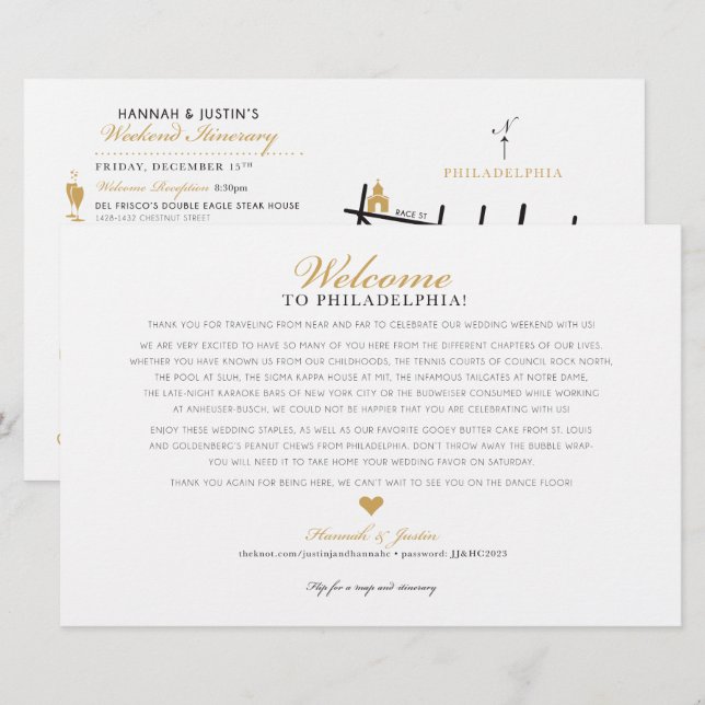 Welcome Wedding Itinerary Map Card - CUSTOM Hannah (Front/Back)
