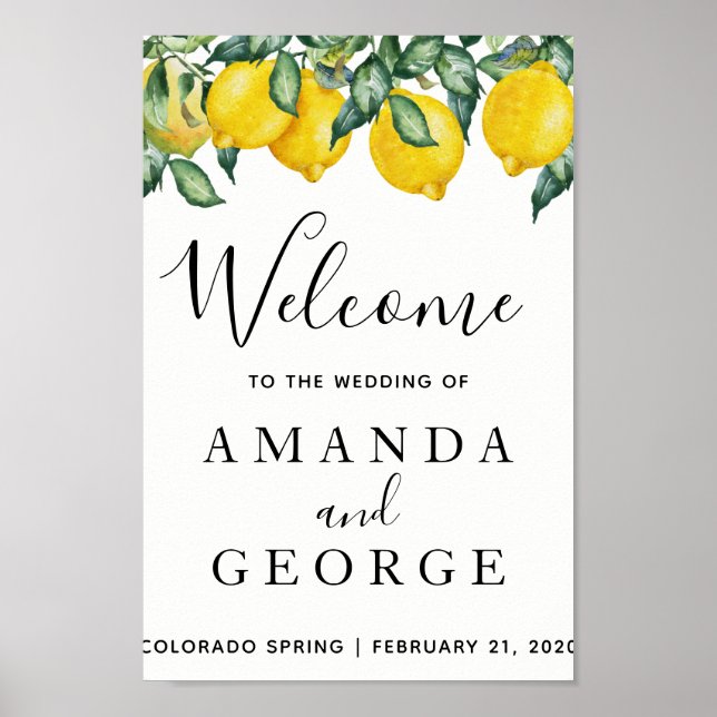 Welcome Wedding lemons sign (Front)