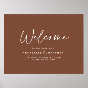 Welcome wedding modern natural brown wedding poster