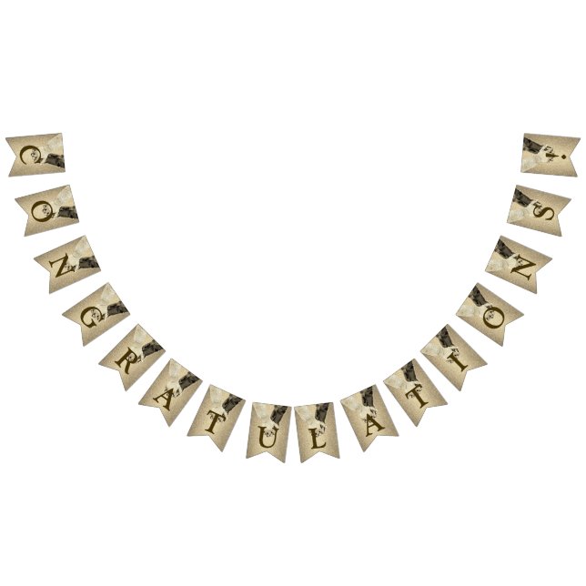 Welcome Wedding Party Golden Glitter Bride Groom Bunting Flags (All)