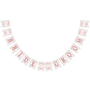 Welcome Wedding Party Peach Pink Decor Modern Bunting Flags