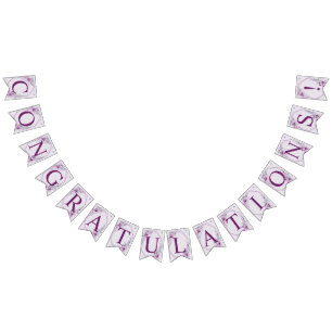 Welcome Wedding Party Pink Floral Violet Purple Bunting Flags