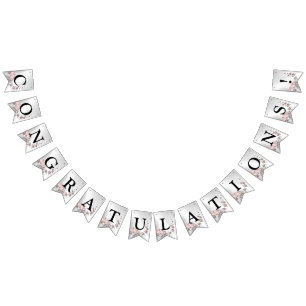 Welcome Wedding Party Pink Peach Shiny Hearts Bunting Flags