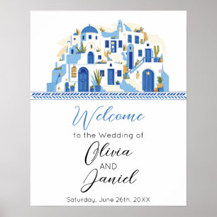Welcome Wedding Poster Sign Santorini Greece