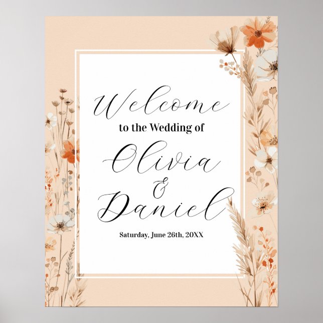 Welcome Wedding Poster Sign Summer Boho (Front)