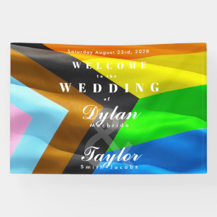 Welcome Wedding Pride Flag Typography Banner