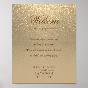 Welcome Wedding Seating - Gold Glitter Poster