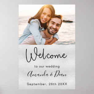 Welcome wedding sign silver photo script